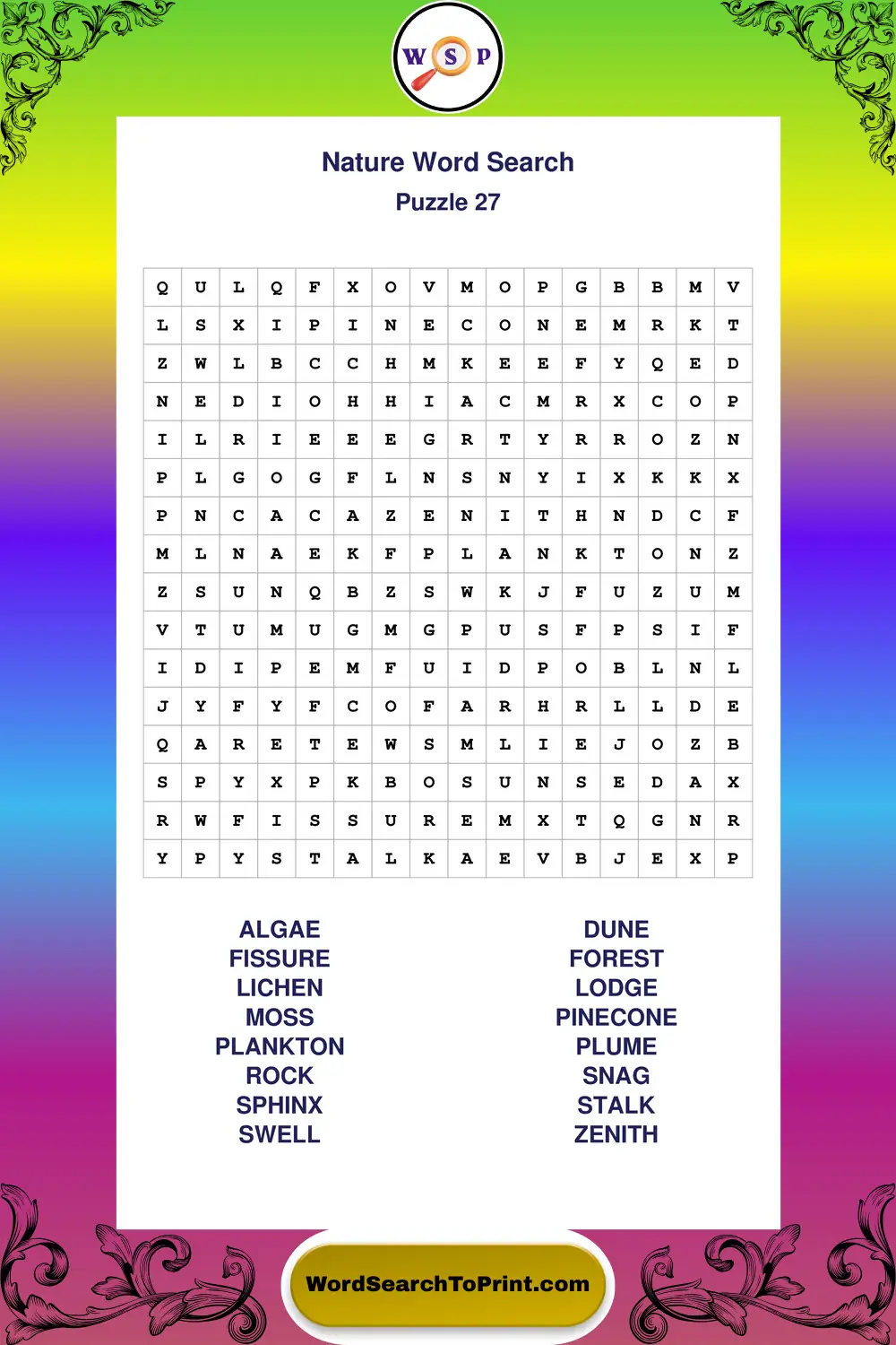 Nature Word Search Puzzle 27