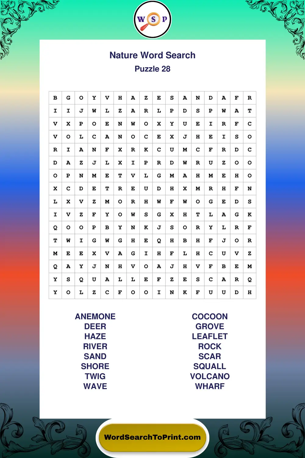 Nature Word Search Puzzle 28