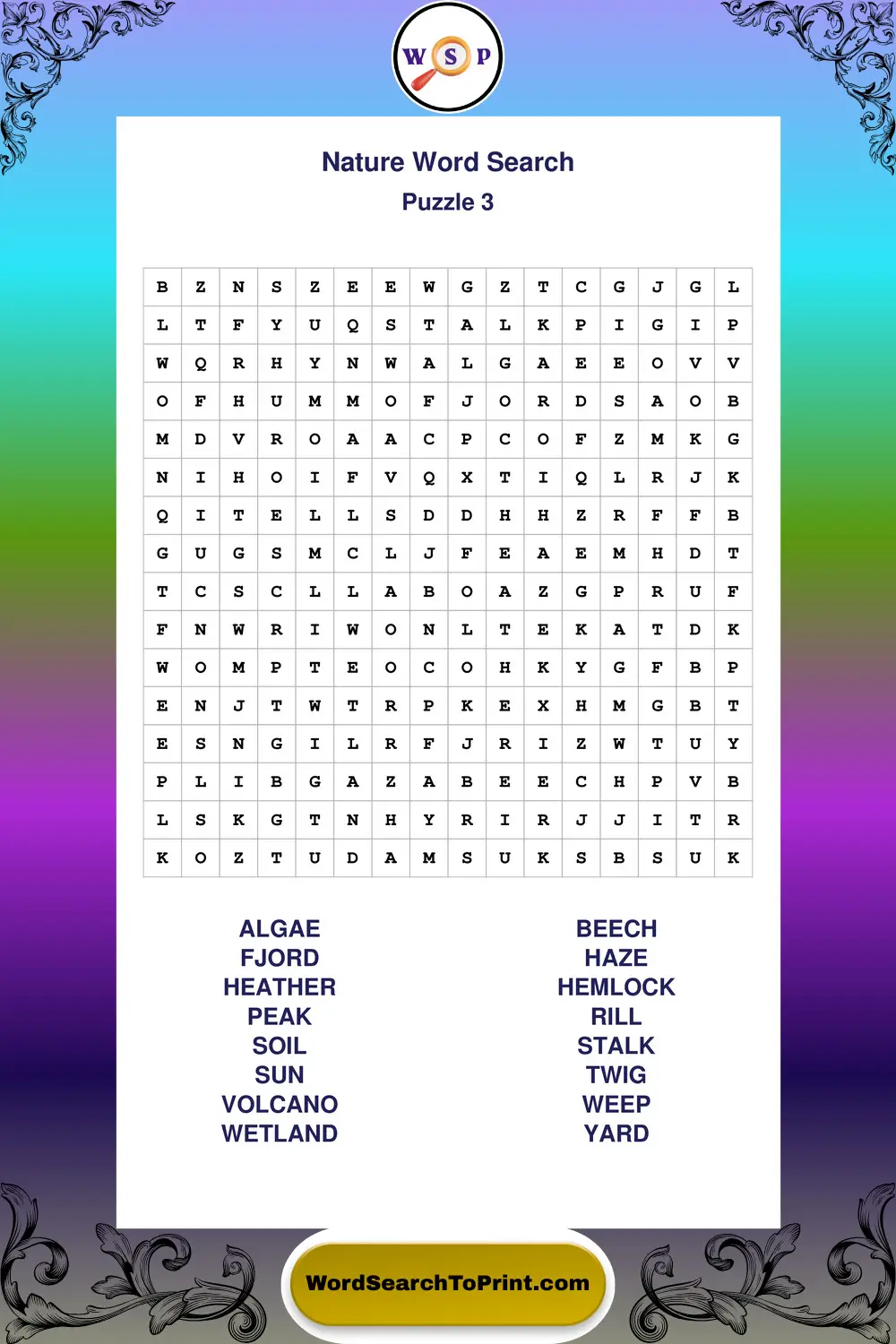 Nature Word Search Puzzle 3
