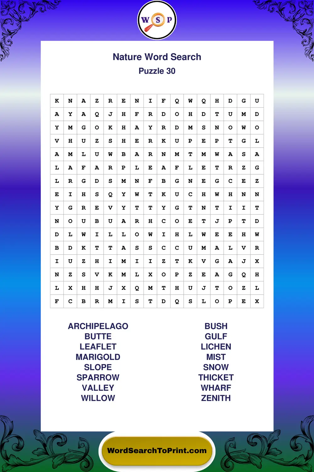 Nature Word Search Puzzle 30