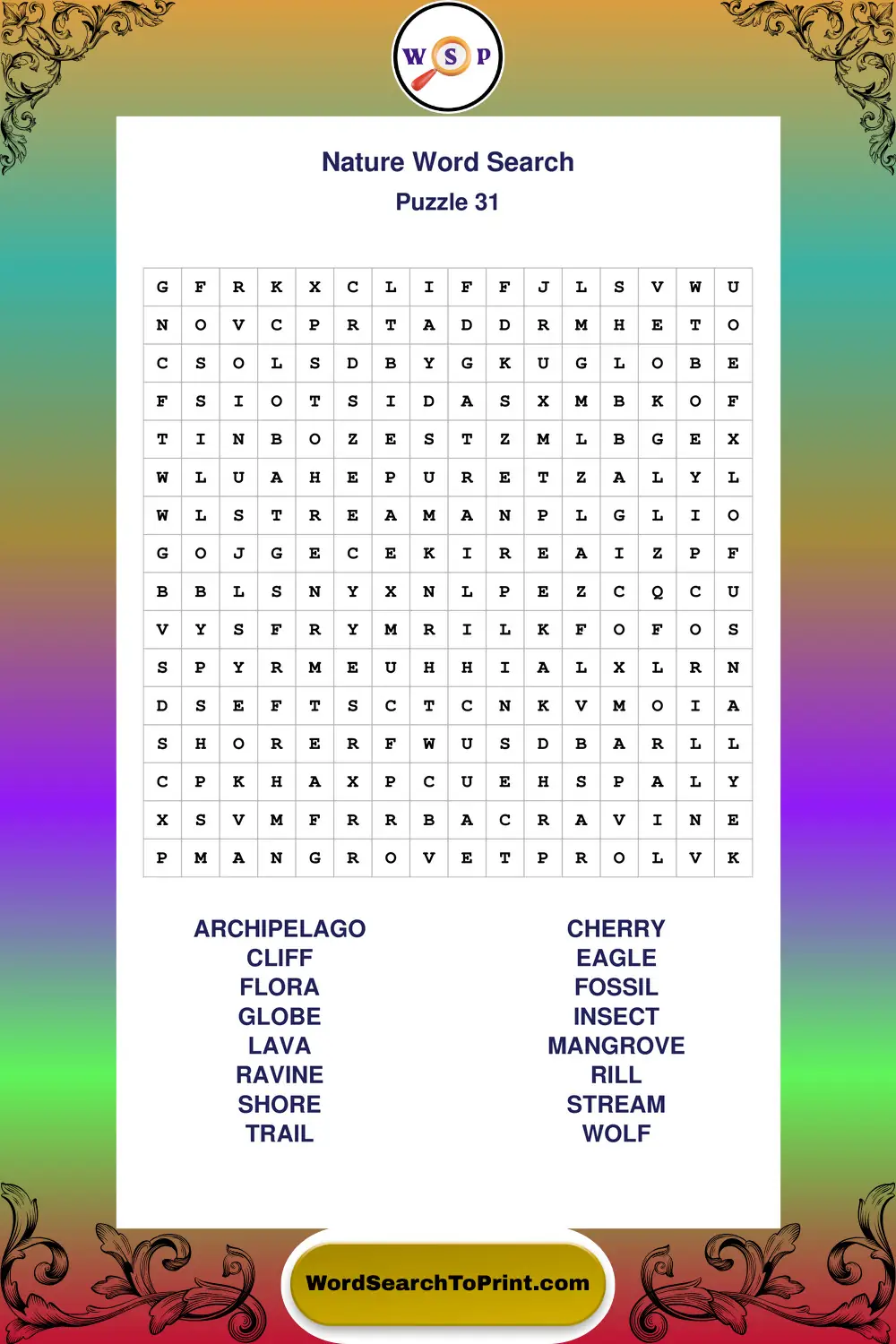 Nature Word Search Puzzle 31