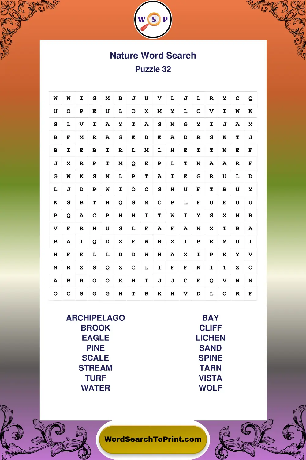 Nature Word Search Puzzle 32