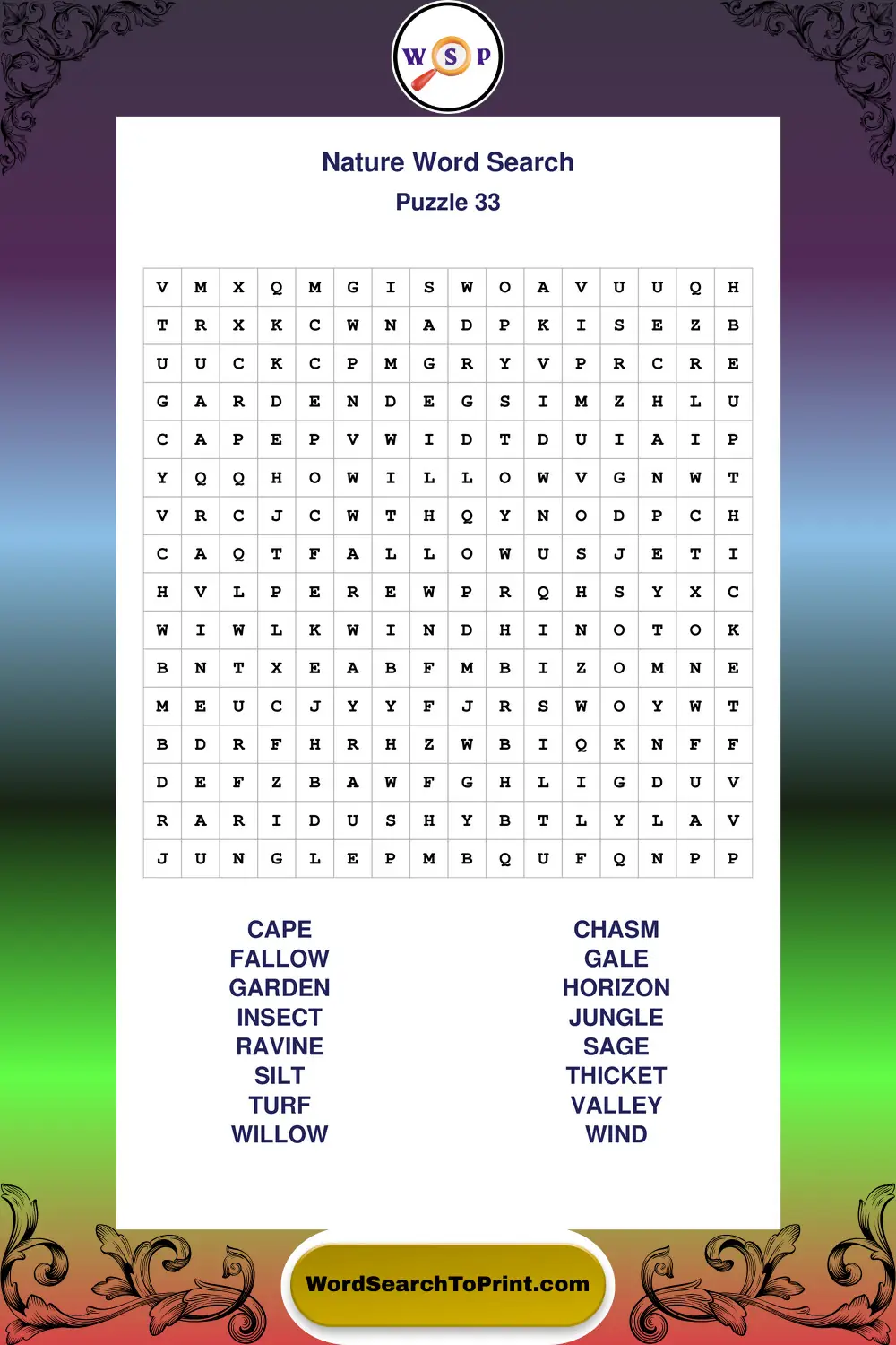 Nature Word Search Puzzle 33