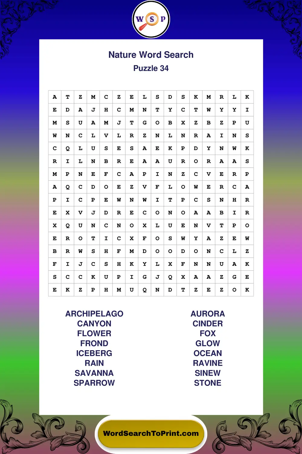 Nature Word Search Puzzle 34
