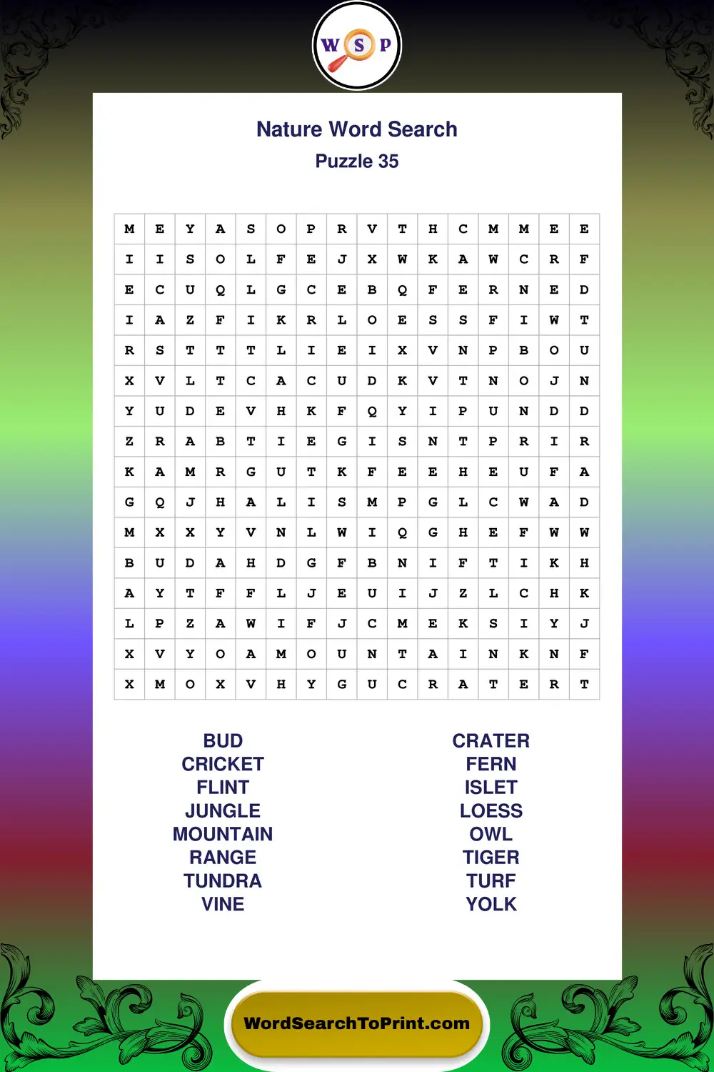 Nature Word Search Puzzle 35