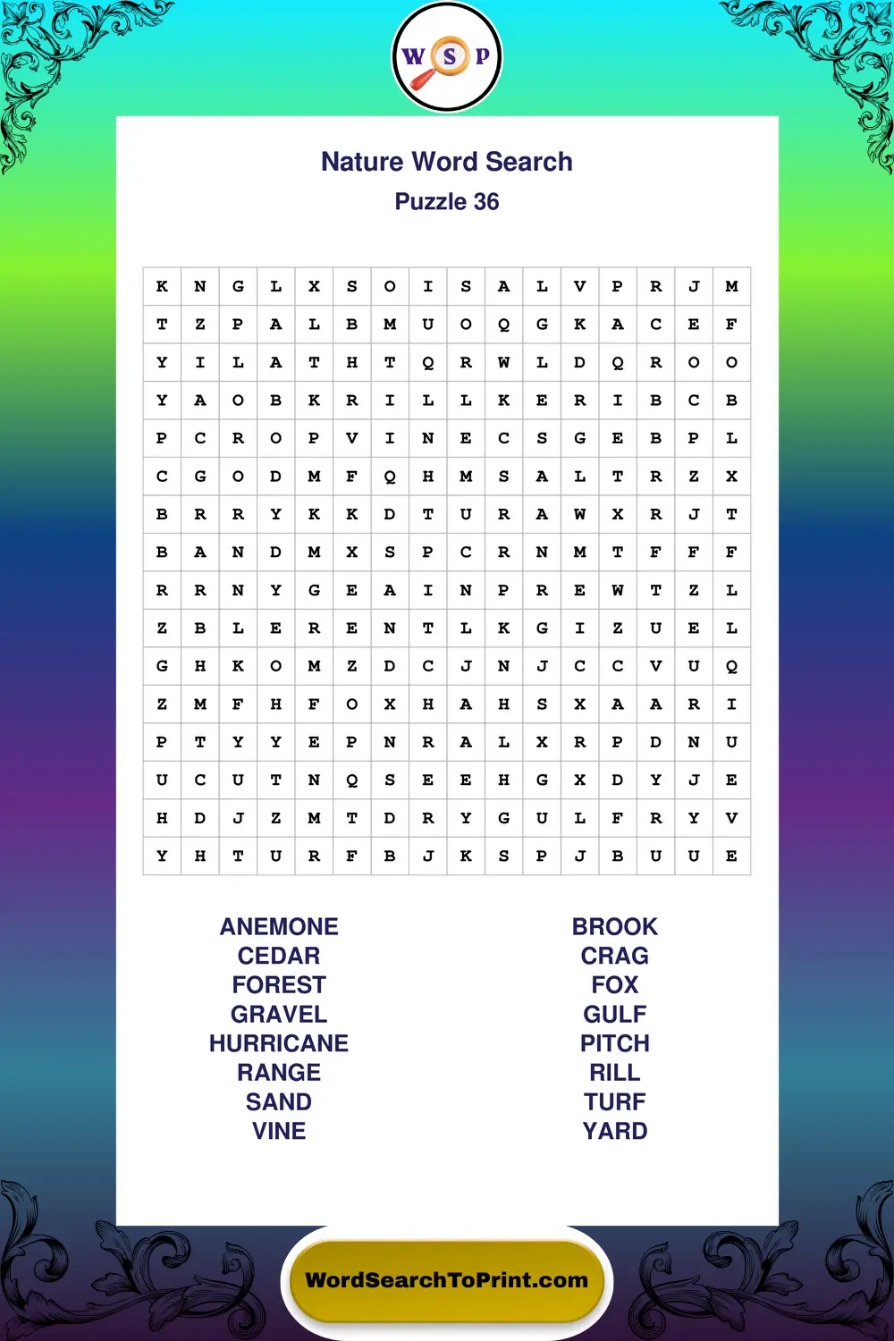 Nature Word Search Puzzle 36