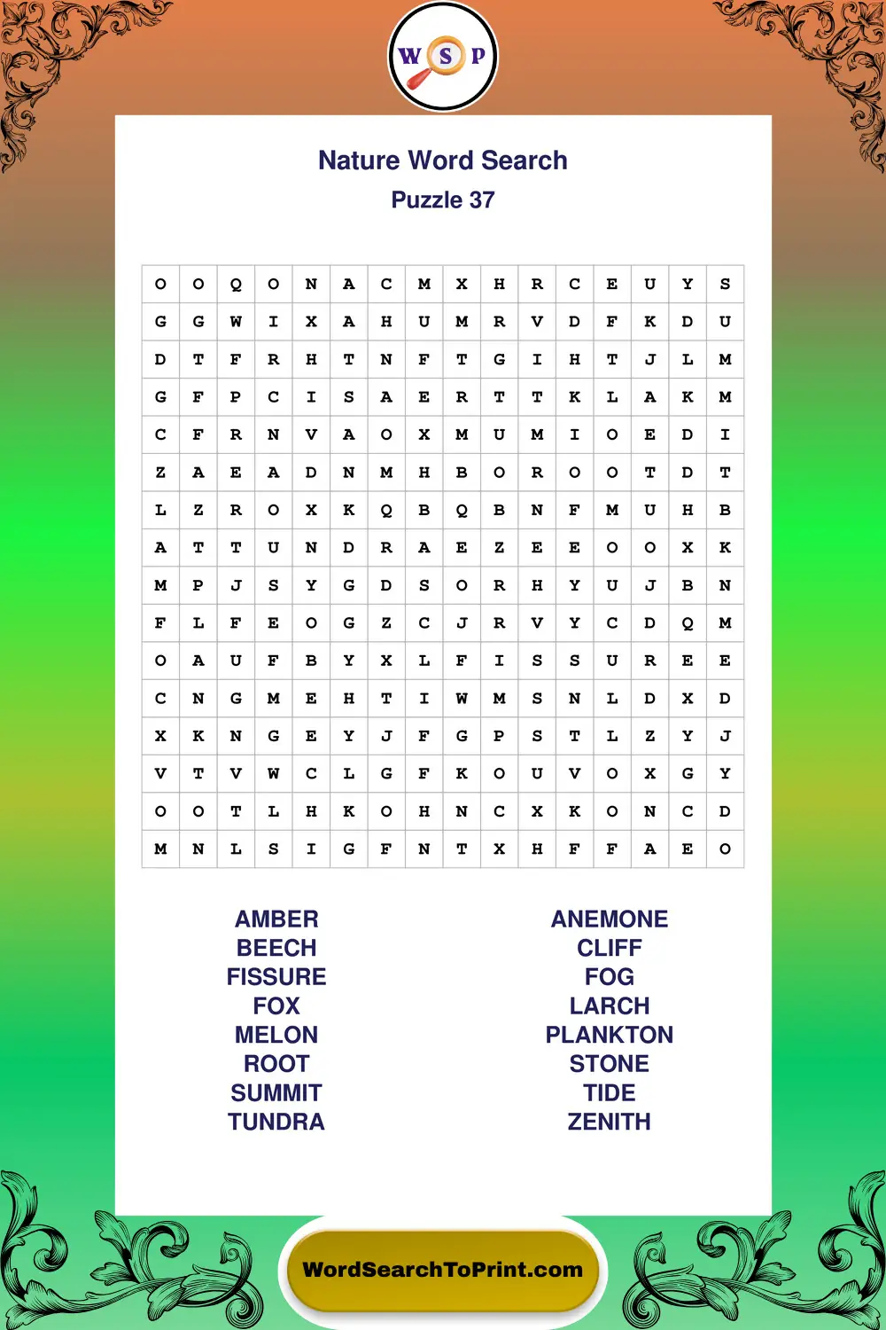 Nature Word Search Puzzle 37