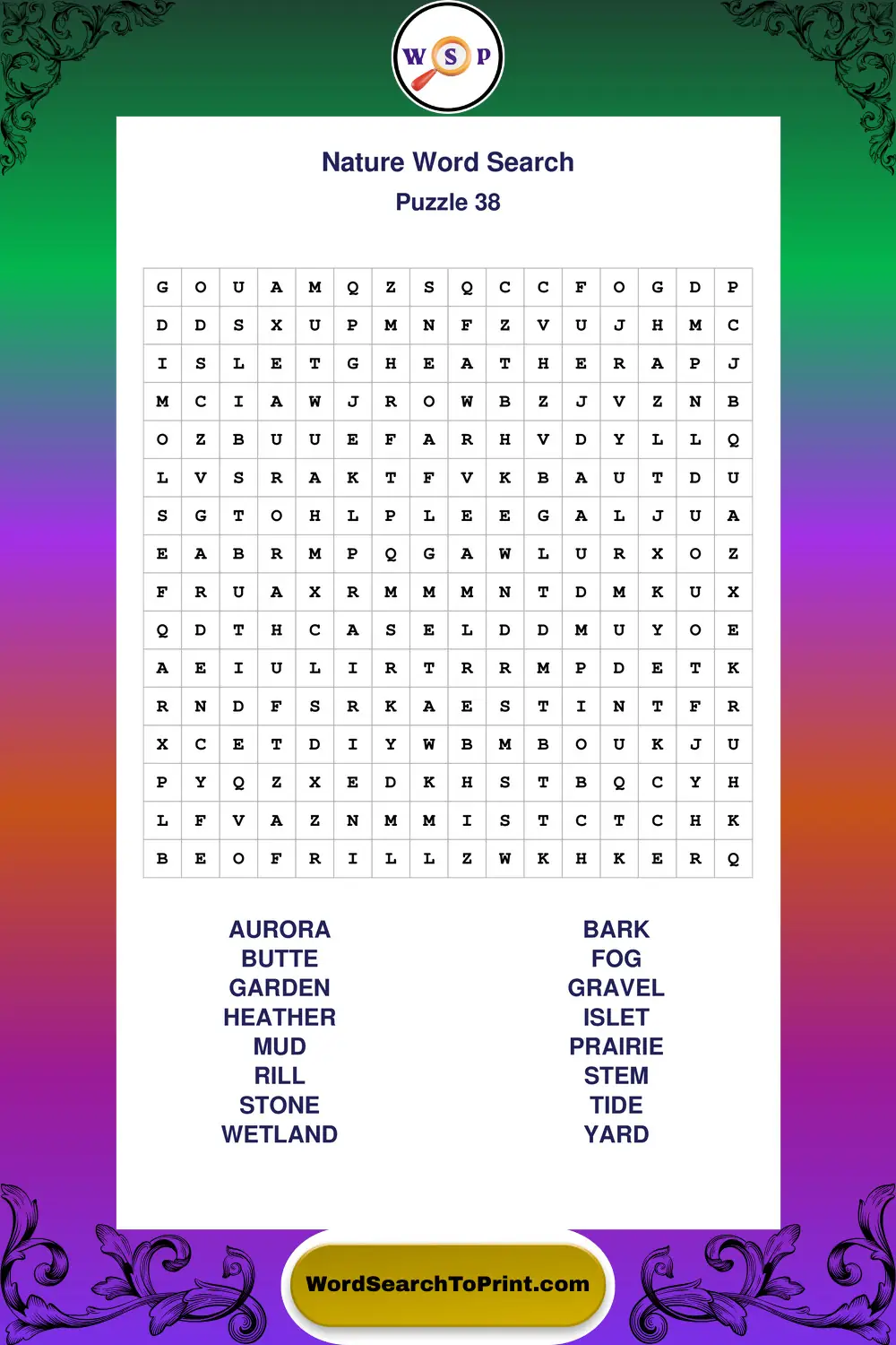 Nature Word Search Puzzle 38
