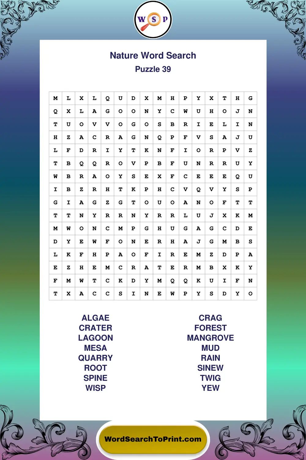 Nature Word Search Puzzle 39