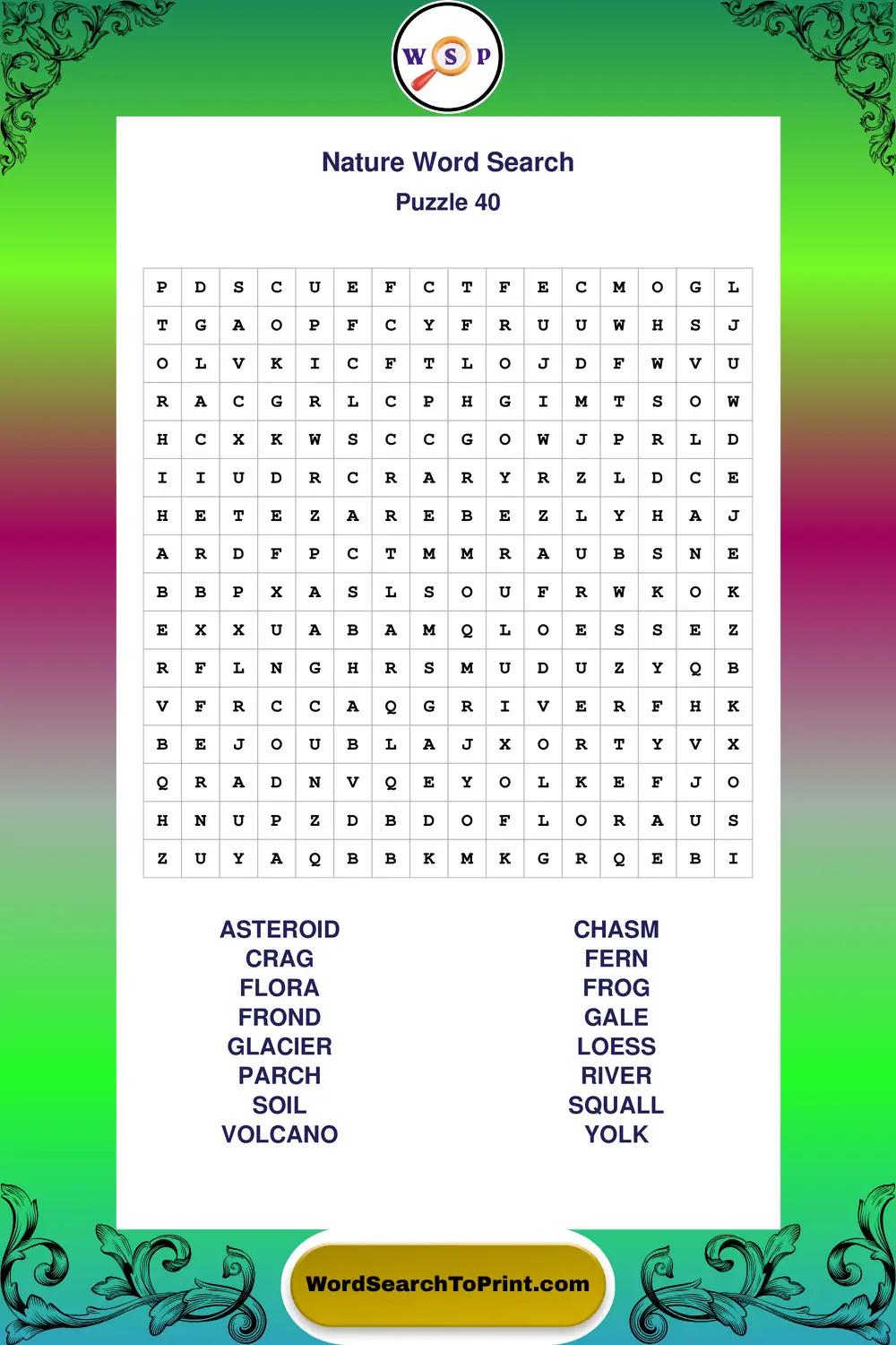 Nature Word Search Puzzle 40