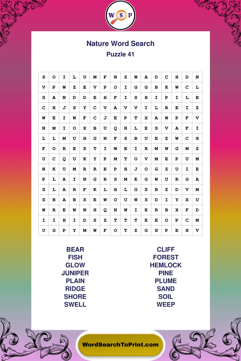 Nature Word Search Puzzle 41