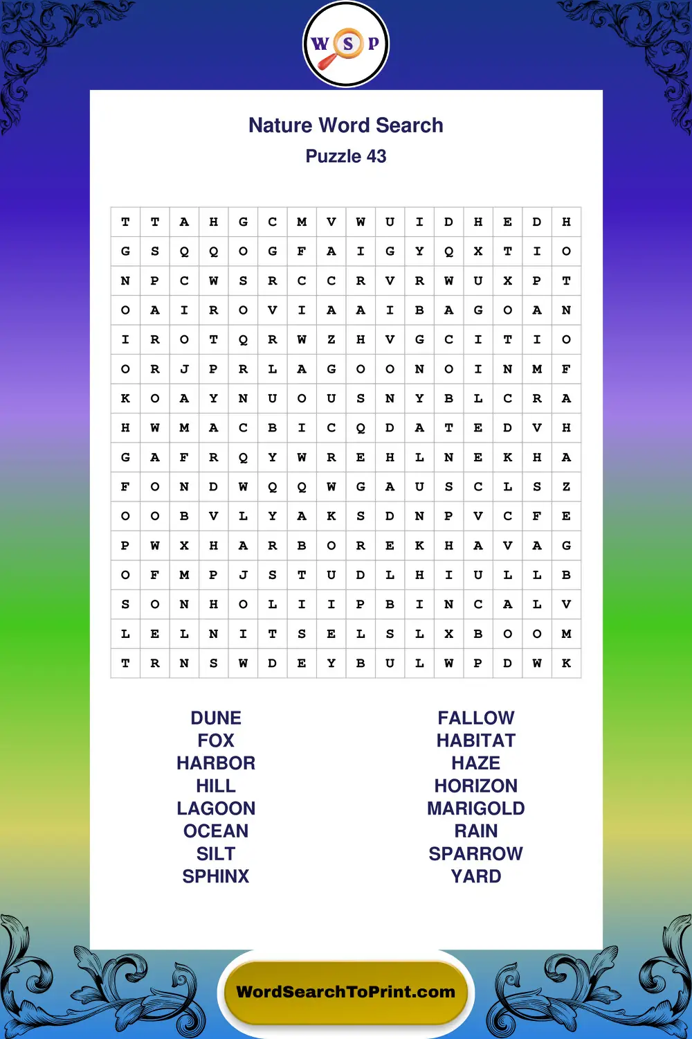 Nature Word Search Puzzle 43