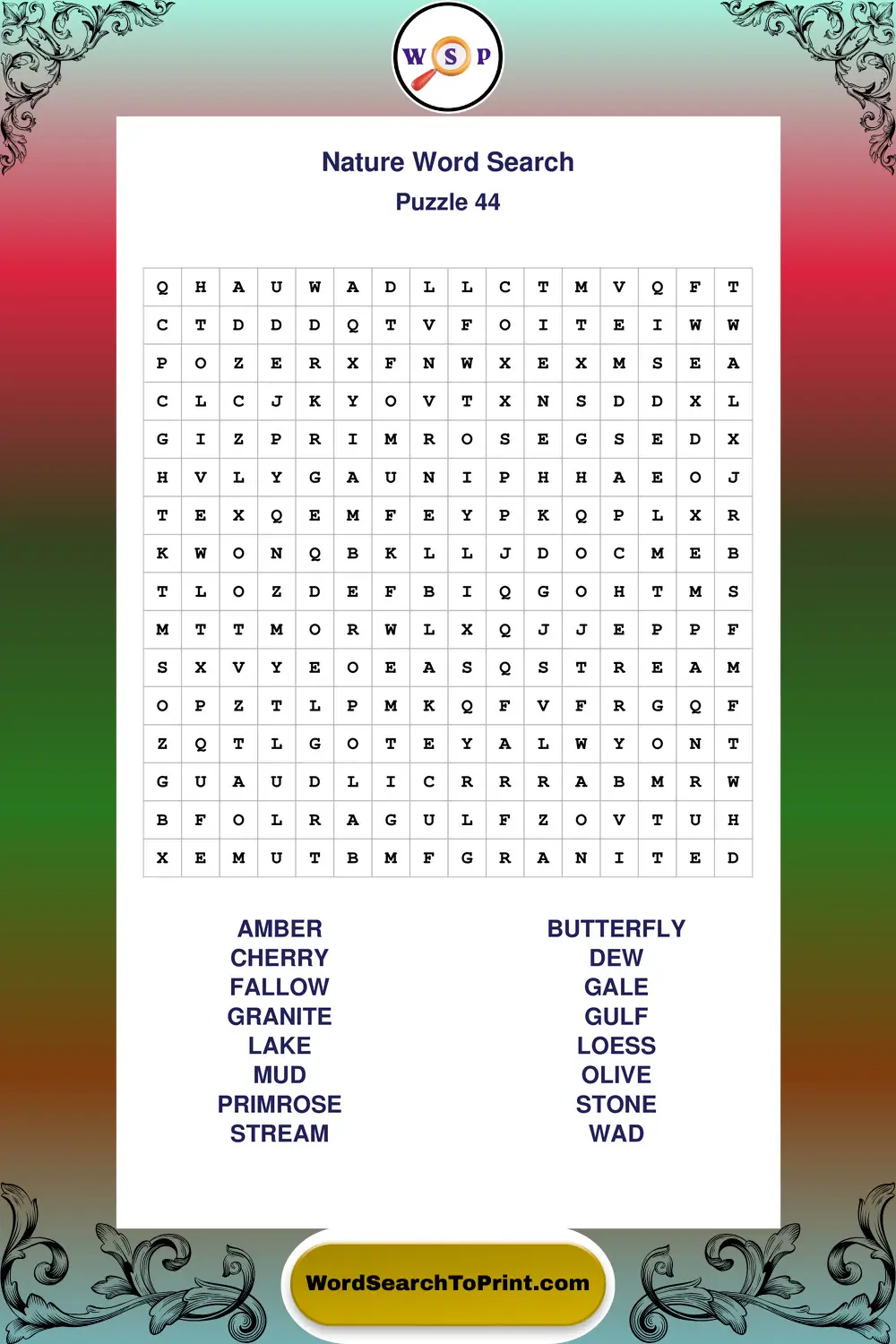 Nature Word Search Puzzle 44