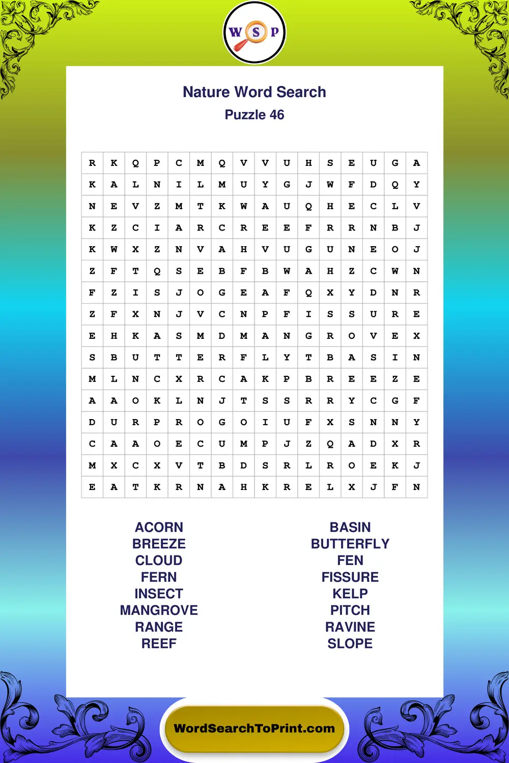 Nature Word Search Puzzle 46