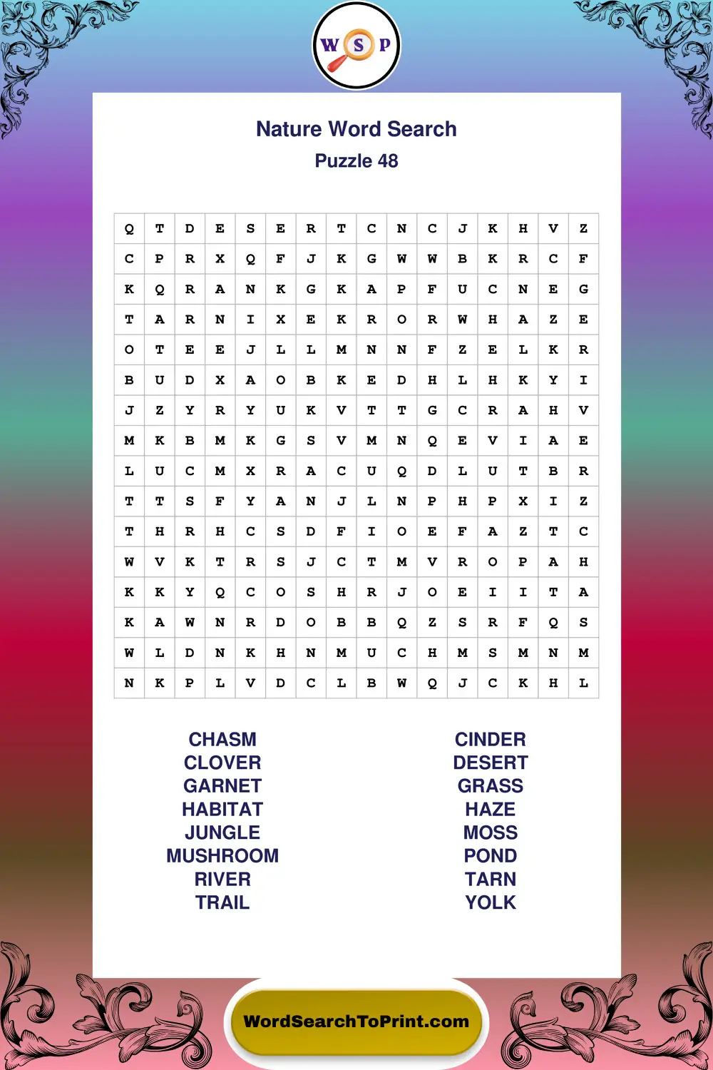 Nature Word Search Puzzle 48