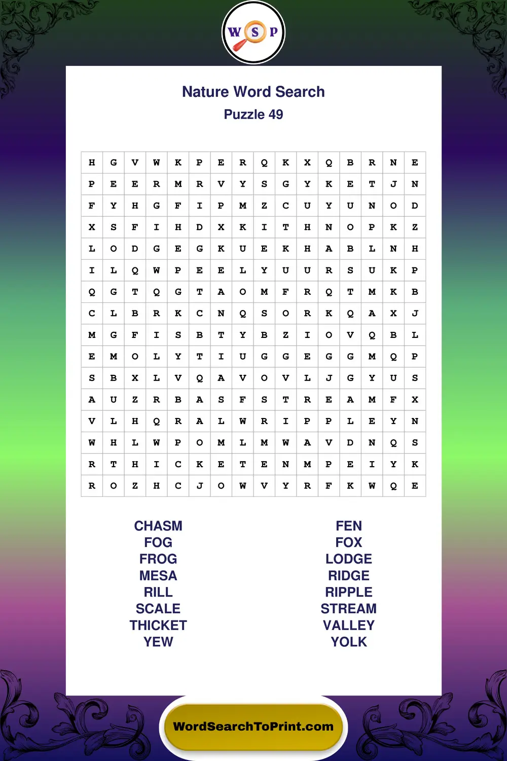 Nature Word Search Puzzle 49