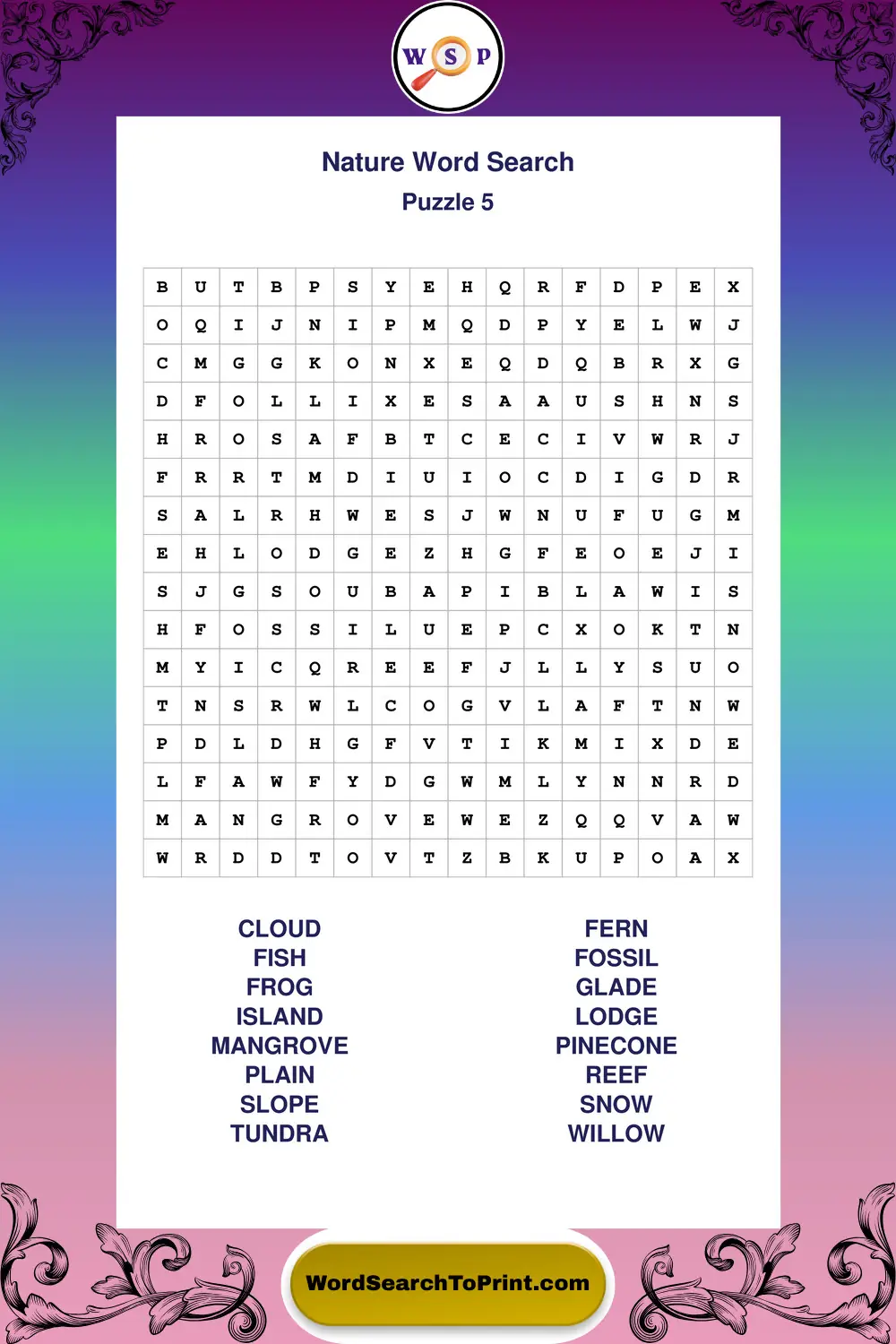 Nature Word Search Puzzle 5