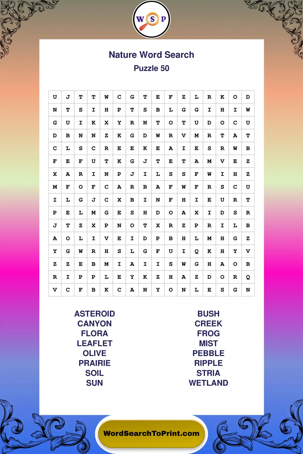 Nature Word Search Puzzle 50