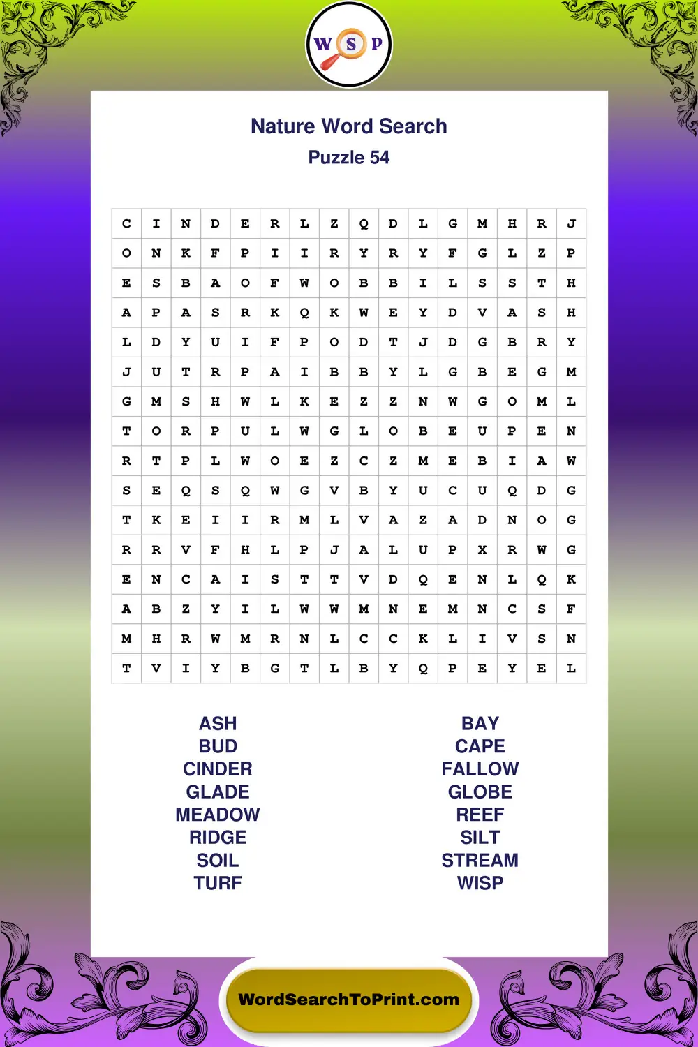 Nature Word Search Puzzle 54