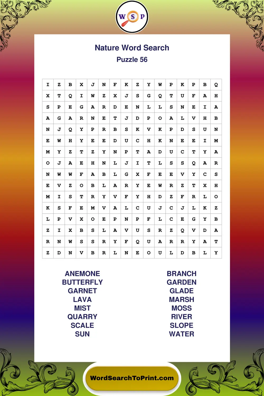 Nature Word Search Puzzle 56