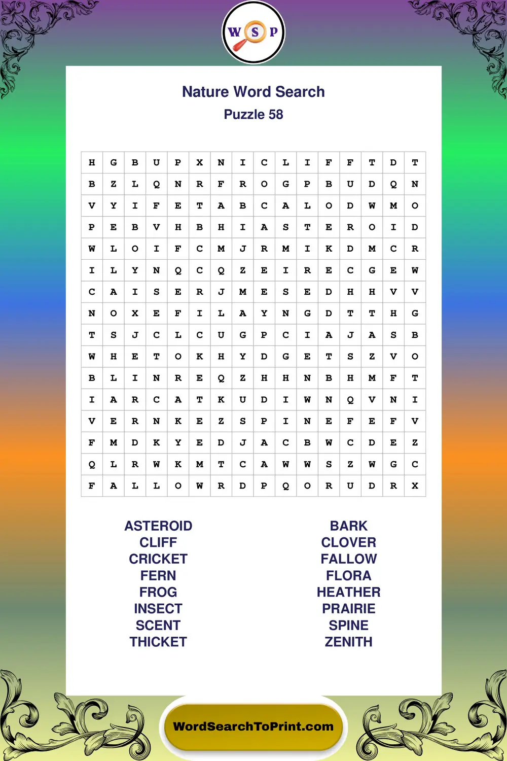 Nature Word Search Puzzle 58
