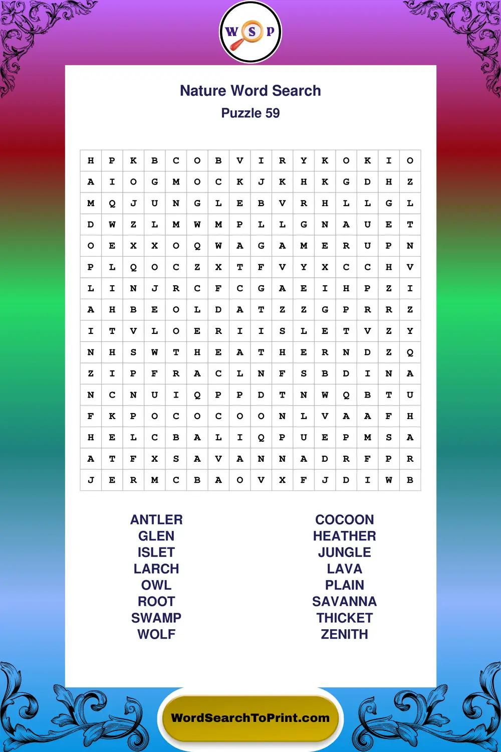 Nature Word Search Puzzle 59