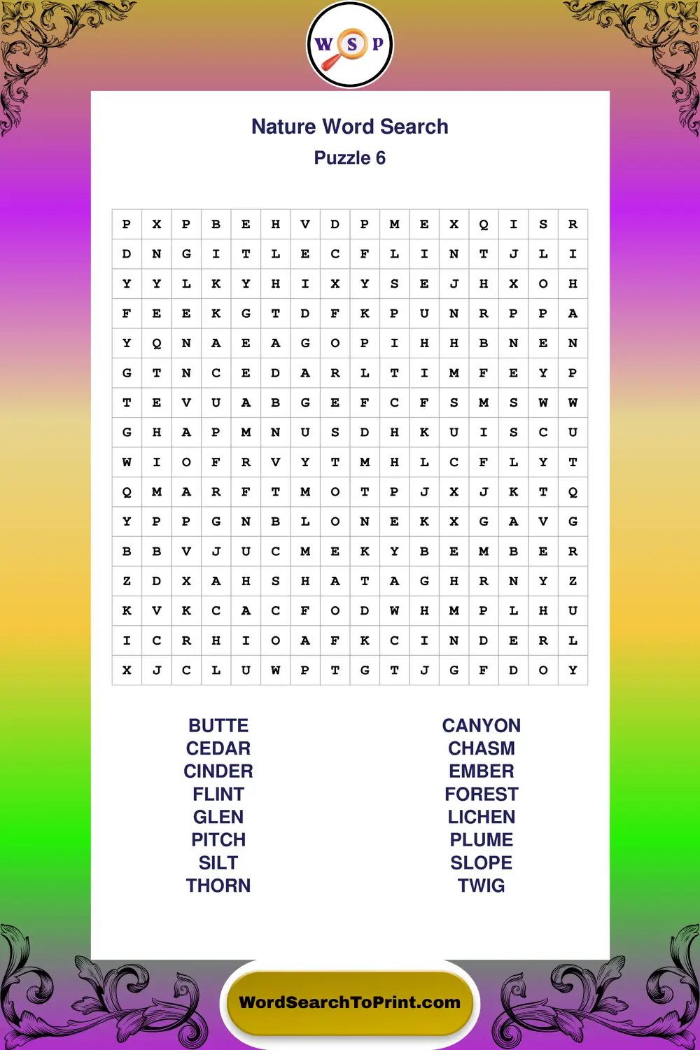 Nature Word Search Puzzle 6