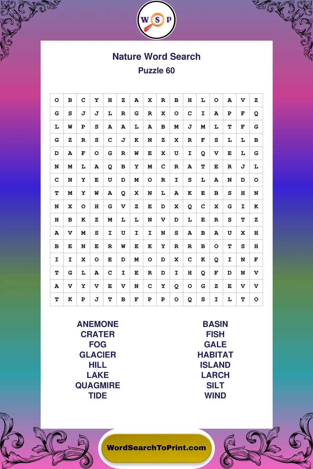 Nature Word Search Puzzle 60