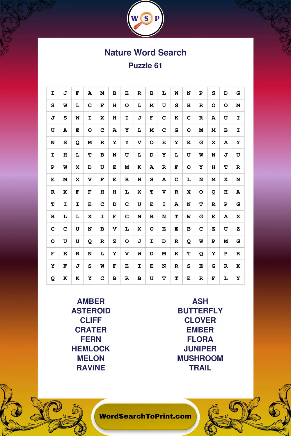 Nature Word Search Puzzle 61