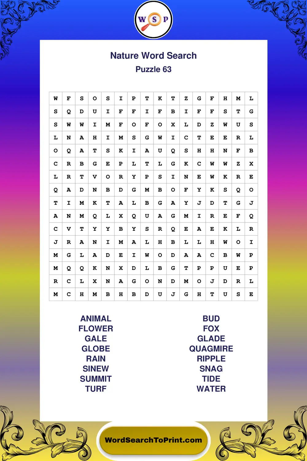 Nature Word Search Puzzle 63