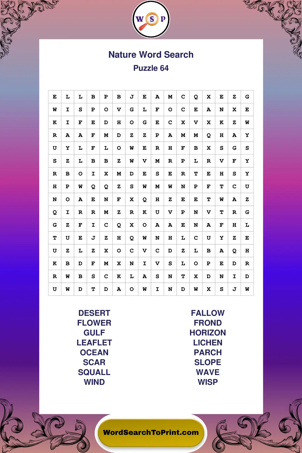 Nature Word Search Puzzle 64