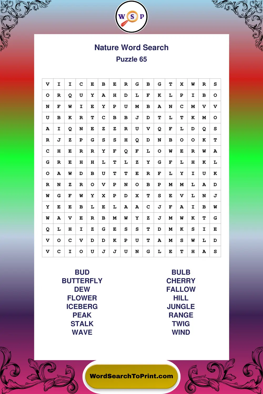 Nature Word Search Puzzle 65