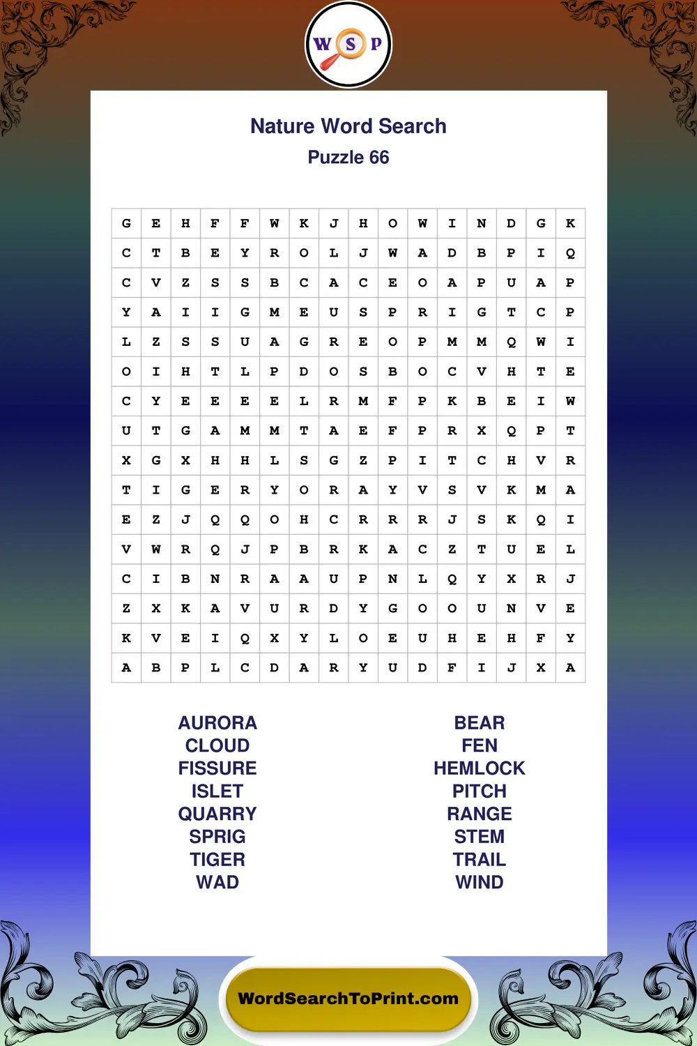 Nature Word Search Puzzle 66