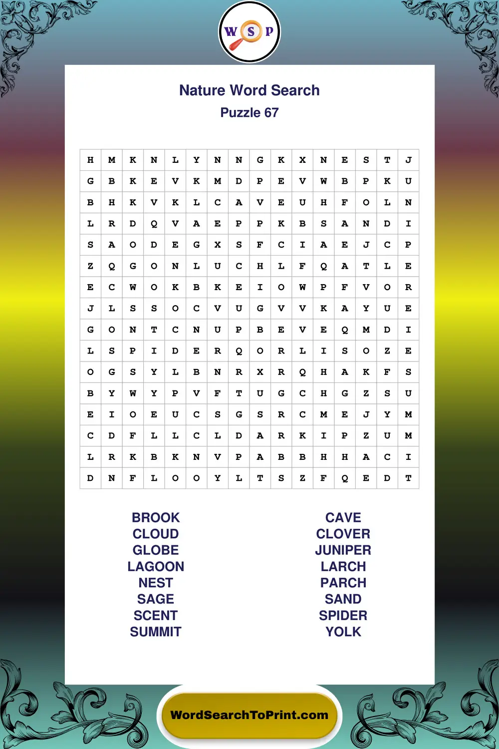 Nature Word Search Puzzle 67