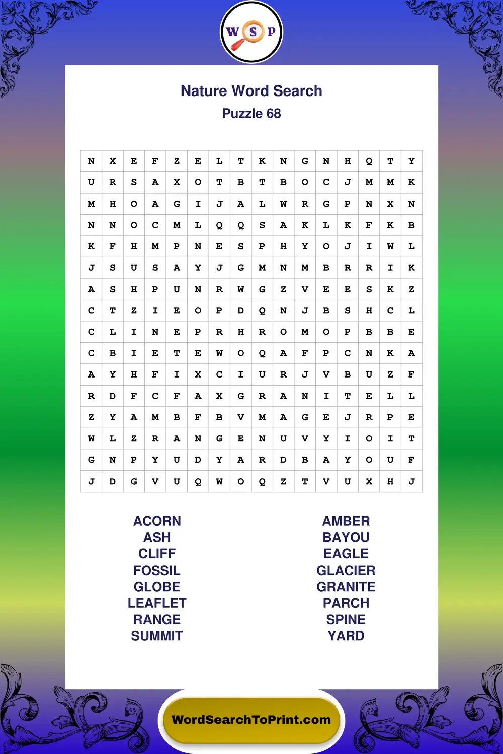 Nature Word Search Puzzle 68