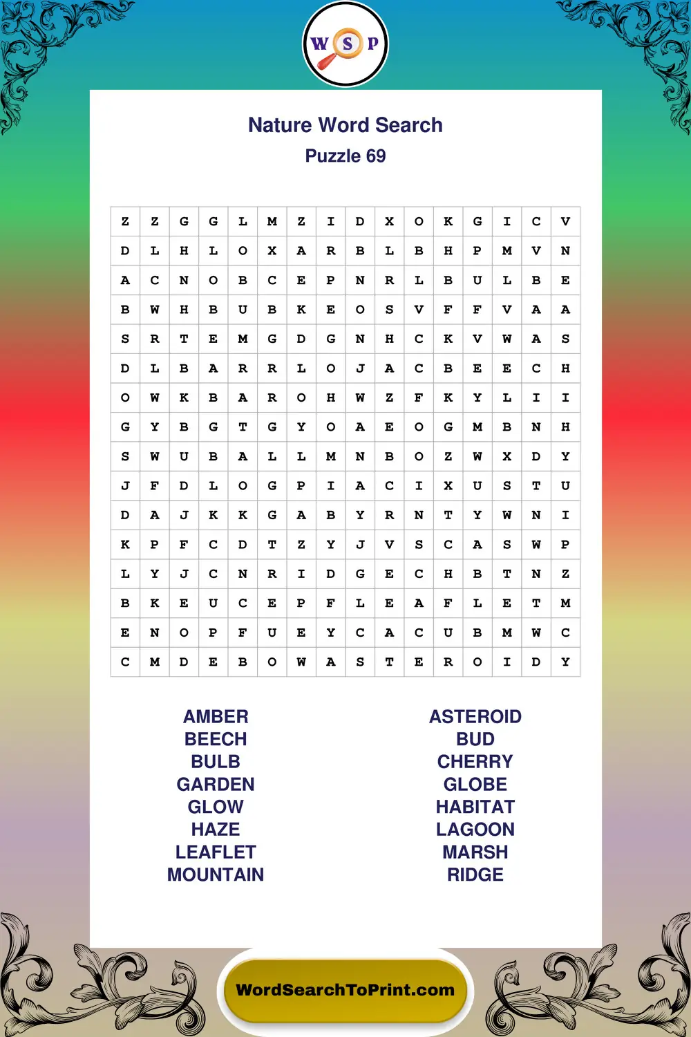 Nature Word Search Puzzle 69
