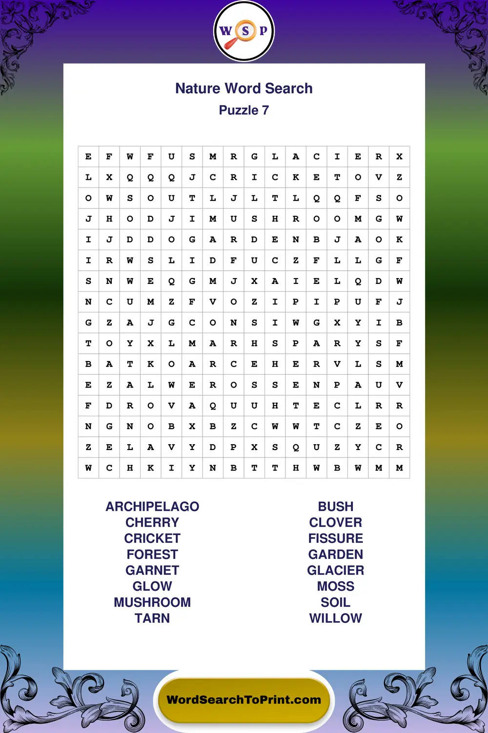 Nature Word Search Puzzle 7