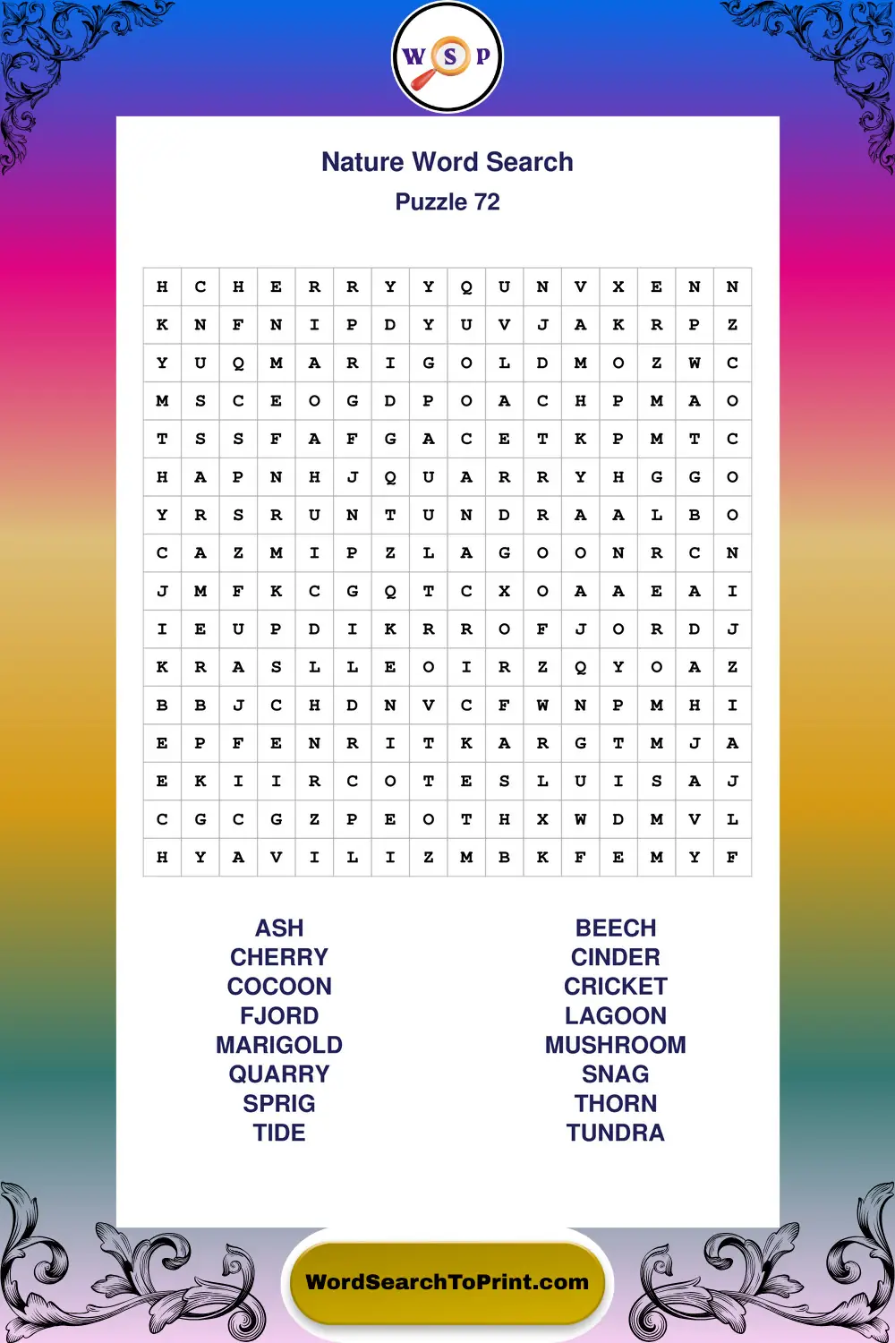 Nature Word Search Puzzle 72