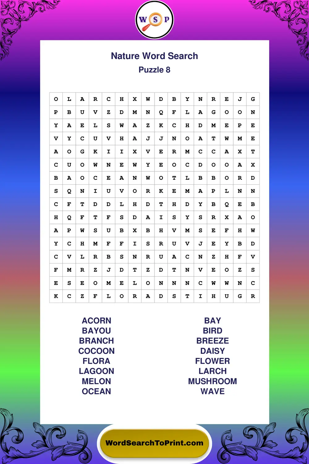 Nature Word Search Puzzle 8