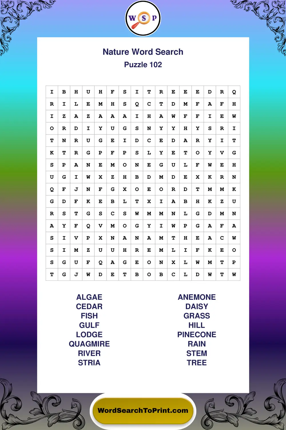 Nature Word Search Puzzle 102