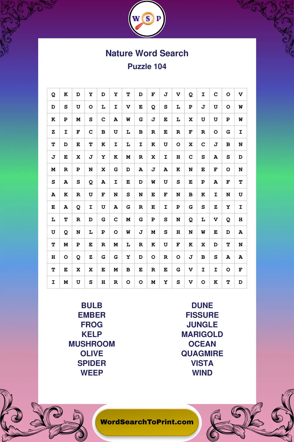 Nature Word Search Puzzle 104
