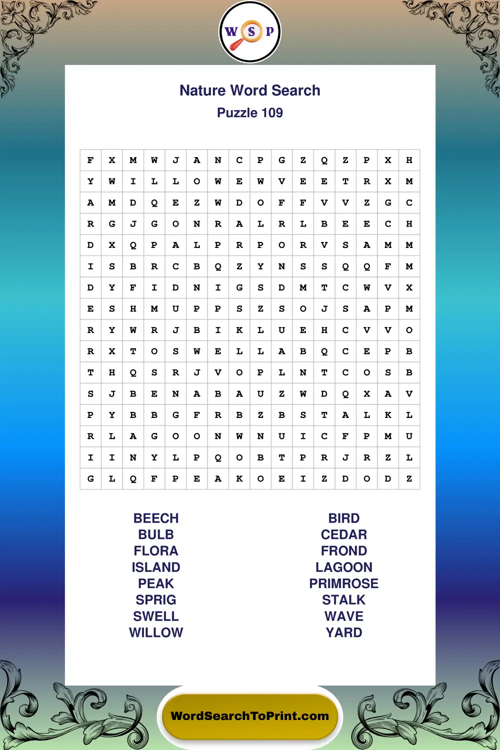 Nature Word Search Puzzle 109