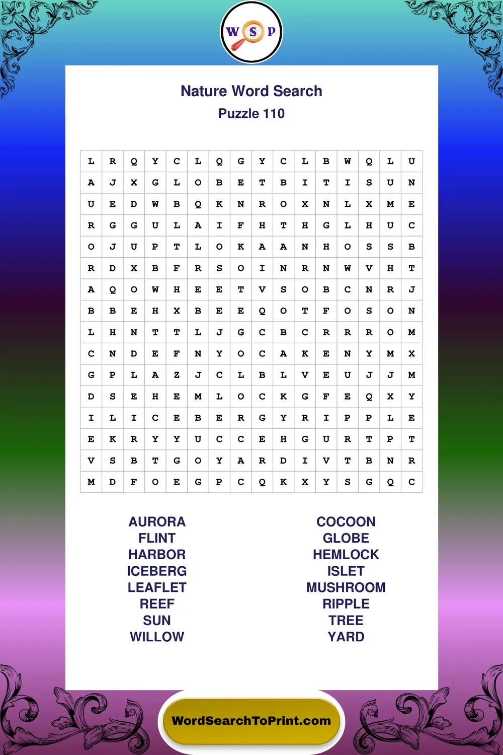Nature Word Search Puzzle 110