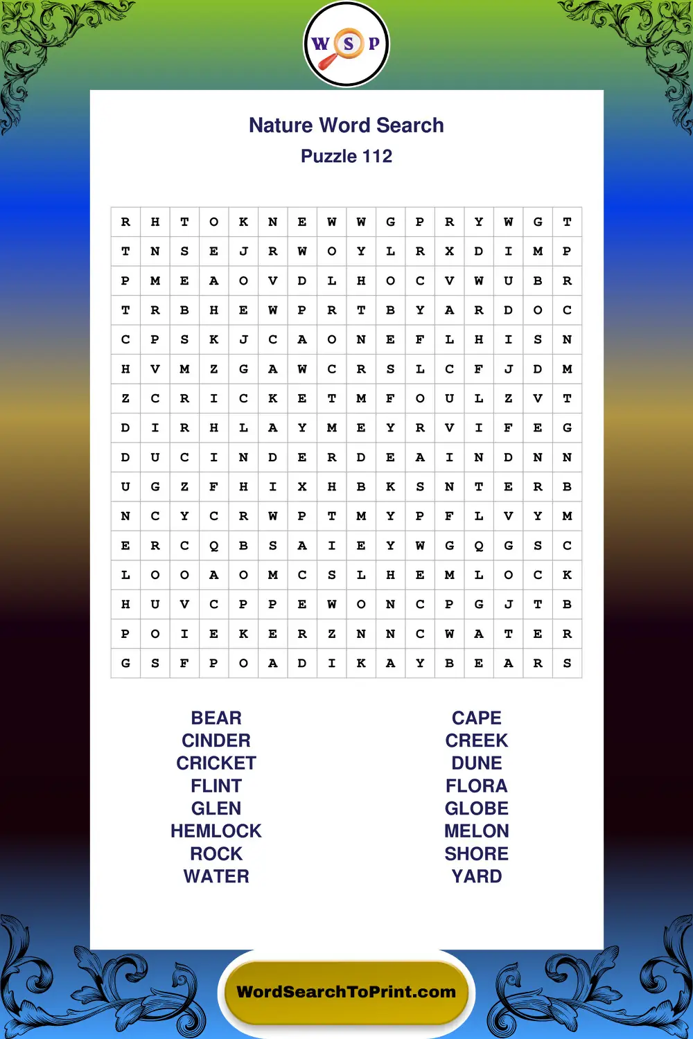 Nature Word Search Puzzle 112
