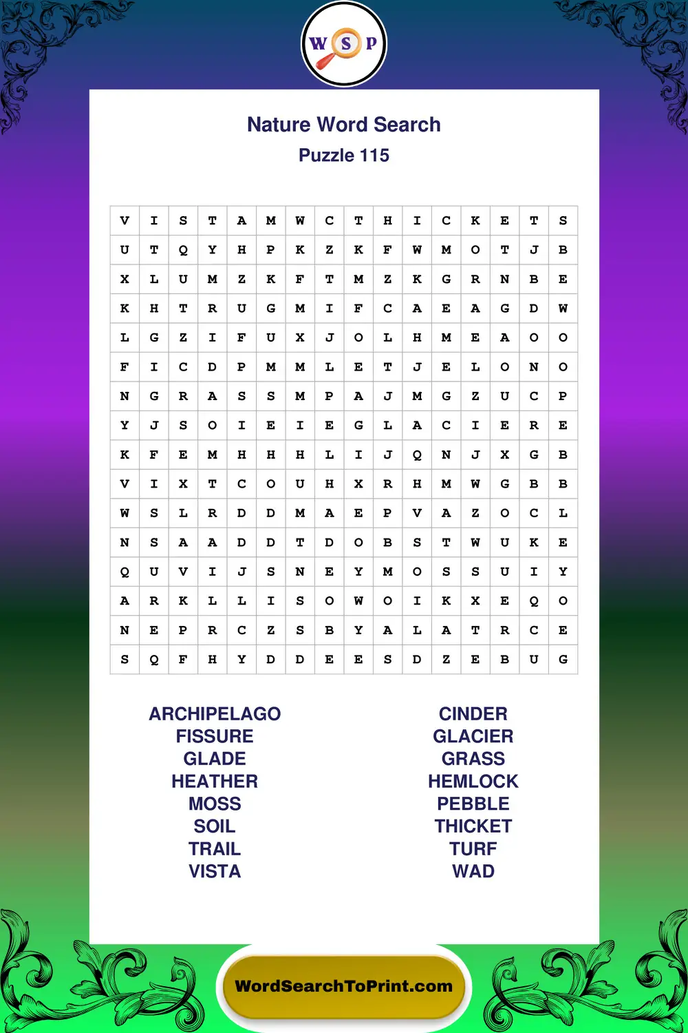 Nature Word Search Puzzle 115
