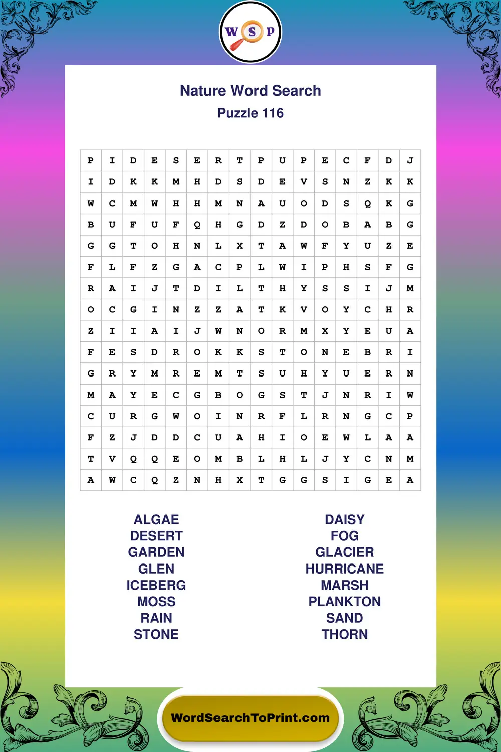 Nature Word Search Puzzle 116