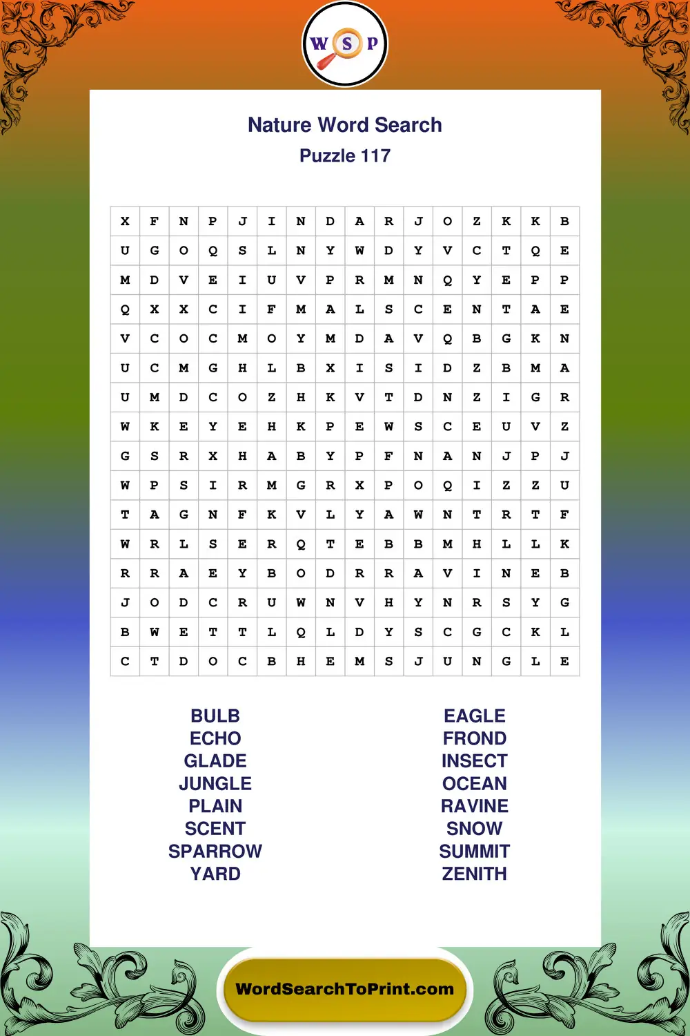 Nature Word Search Puzzle 117