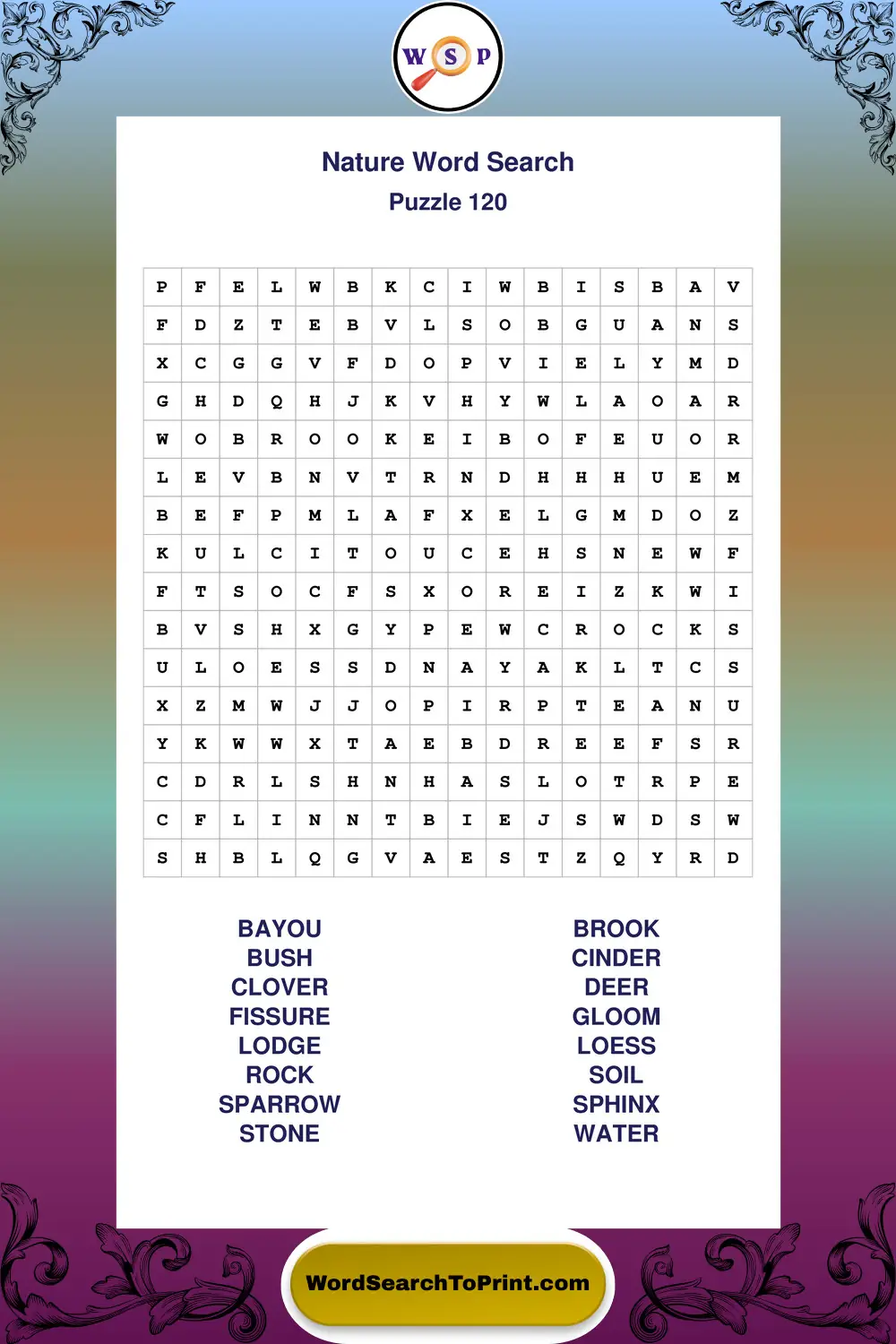 Nature Word Search Puzzle 120