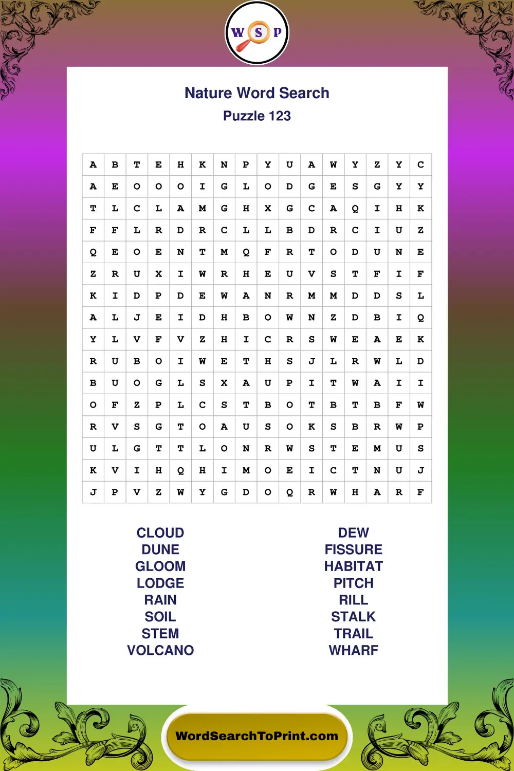 Nature Word Search Puzzle 123