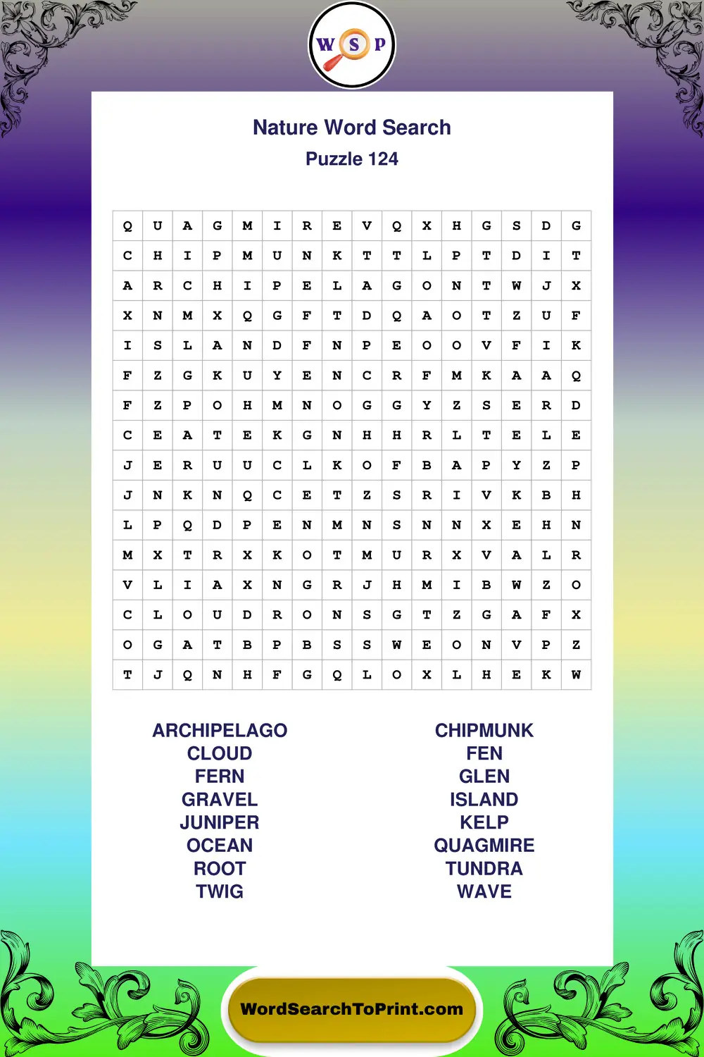 Nature Word Search Puzzle 124